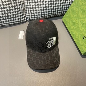 配盒子布袋，Gucci(古奇)新款原單棒球帽， 北面刺繡！專櫃1：1，進口帆布+