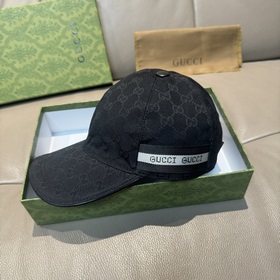 配盒子布袋，Gucci(古奇)春夏新款原單棒球帽， logo織帶，1：1開模訂制