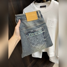 Gucci 古馳 獨家專供新款 潮男時尚休閑牛仔褲，高端歐版原單褲子，潮流時尚休