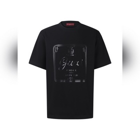 GUCCI 26SS圓領套頭膠漿印花柔軟針織棉T恤 正品6400購入 32支國潮