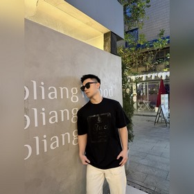 GUCCI 26SS圓領套頭膠漿印花柔軟針織棉T恤 正品6400購入 32支國潮