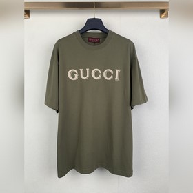 GUCCI古馳， 飾刺繡針織棉短袖T恤 面料：15支特紡緊密棉細絨針織面料 ，