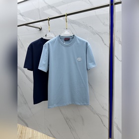GUCCI古馳 2026春夏新款簡約雙G刺繡logo短袖 雙紗純棉面料 胸前刺繡