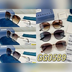 GUCCI古馳 GG0589SK 57-16-150 時尚雙色貓眼金屬太陽鏡 高