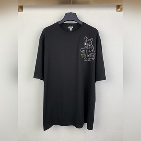 LOEWE，羅意威 線條刺繡小貓寬松短袖T恤 主體采用15S精棉平紋針織面料，中
