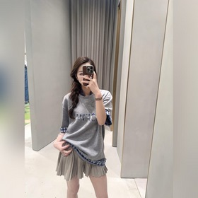 LOEWE ，羅意威 25SS字母提花格紋圓領套頭短袖T恤 正品8800購入開發