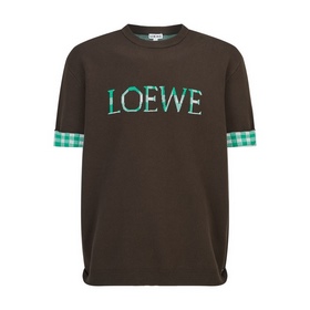 LOEWE 羅意威提花标識格子針織衫 面料：采用100%棉紗。原版定染同色。 工