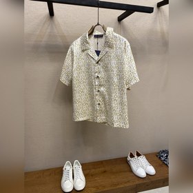 1V路易 26SS 字母圖案印花長袖桑蠶絲襯衫 尺碼：S-XL