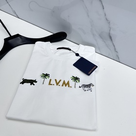 LV路易威登 2026春夏新款logo刺繡短袖 秀場同步 雙紗純棉面料 多元化搭