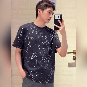 OUIS VUITTON 路易LV 26SS膠漿印花字母水滴鑽短袖T恤 正品1