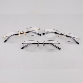 Montblanc萬寶龍官網最新款MB0313OA 純钛眼鏡男士半框商務方形眼鏡