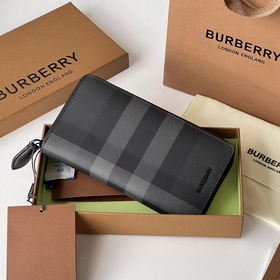 London 格紋拉鍊錢包 裝飾标志性格紋設計[burberry 巴寶莉]原單出
