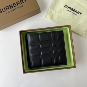 格紋壓花皮革雙折錢夾 [burberry 巴寶莉]原單出品IT~~ 進口粒面小牛