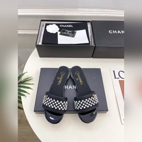CHANEL 小香 26ss 2026春夏新品 小香雙C水鑽珍珠跟平底拖鞋