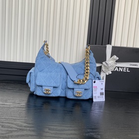 牛仔chanel 25C 早春系列 AS5339 Hoho嬉皮包 雙袋口設計非常