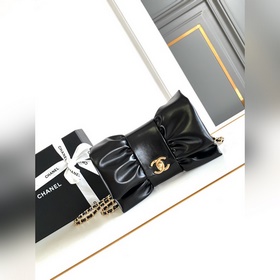 頂級原單 CHANEL 24B黑色油光 皮 晚宴包、手工坊蝴蝶結包、作為蝴蝶結控