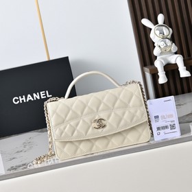 chanel 25C 春季新款 Logo雙層風琴包 小牛皮配金色金屬 讓人一眼