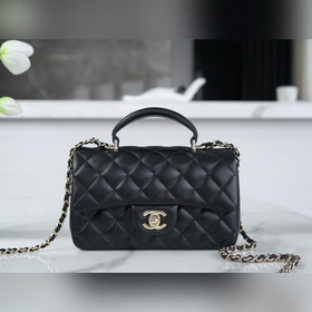 頂級進口原廠皮 所見即所得 CHANEL 23 手柄款cfmini 黑 采用意