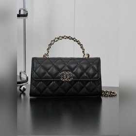 頂級進口原廠皮 所見即所得 Chanel 25s 交叉手柄kelly 黑金 橫