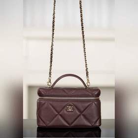 頂級進口原廠皮 所見即所得 Chanel 25k 大菱格牛皮LP盒子包 巧克力