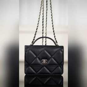 頂級進口原廠皮 所見即所得 Chanel 25k 大菱格 三合一雙肩包 黑金