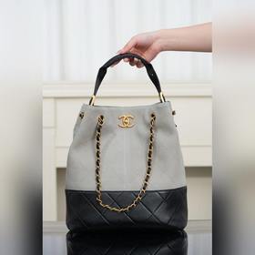 頂級進口原廠皮 所見即所得 Chanel 25A 高級手工坊 水桶包 灰色