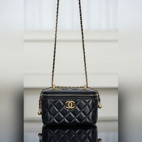 頂級進口原廠皮 所見即所得 Chanel 25s 雙金珠長盒子 黑金 這次雙