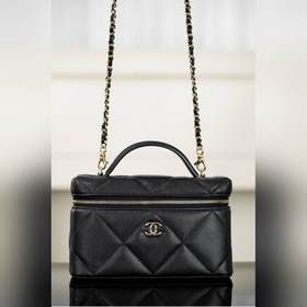頂級進口原廠皮 所見即所得 Chanel 25k 大菱格牛皮LP盒子包 黑金