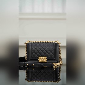 頂級進口原廠皮 所見即所得 CHANEL LEBOY 小球紋黑金 小號 L