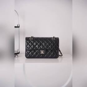 頂級進口原廠皮 所見即所得  Classic Fla 經典口蓋包 黑羊銀 小號