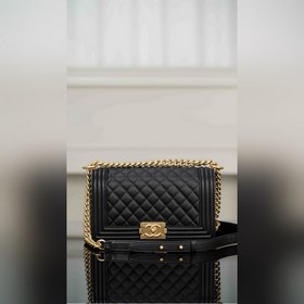 頂級進口原廠皮 所見即所得 CHANEL LEBOY 正品皮小球紋 黑金中號
