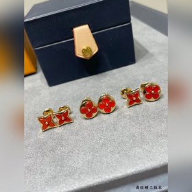L1126 L1122 L1128過年紅 V金鍍咪金 LV高級精工版鴛鴦紅耳釘，