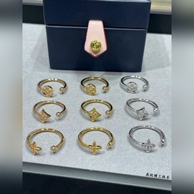 L1091碼數：678。 LV高級精工版圓形單花滿鑽戒指 美麗的花朵綻放璀璨的玫