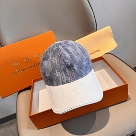 LV(路易威登)新款原單棒球帽，牛皮拼接，1：1開模訂制，原版牛仔布料，做工細緻