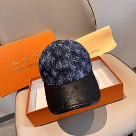 LV(路易威登)新款原單棒球帽，牛皮拼接，1：1開模訂制，原版牛仔布料，做工細緻