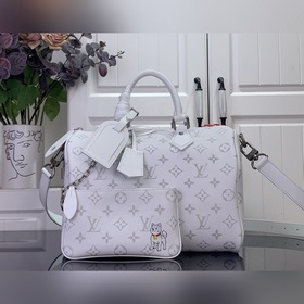 頂級原單[Speedy p9 30手袋]M27144 白色，珍島犬 路易威登V