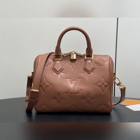 M46136棕色 全皮壓花speedy枕頭包 Speedy Bandoulièr