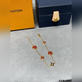 [mini ]L1112過年紅 V金鍍咪金 LV高級精工版小號紅五花手鍊，美麗