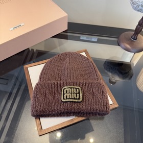 miumiu缪缪秋冬款新款毛線帽， 百分百羊毛面料