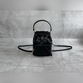 5BZ045 MIU新品學院風迷你雙肩包：超高品質小牛皮搭配厚實耐磨亞麻混紡内襯