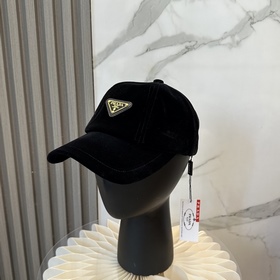 新款[PRADA 普拉達]爆款金标貂絨高端棒球帽 ，歐美重工手法，曰韓潮流，時尚