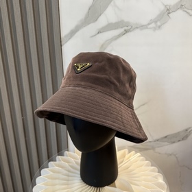 [PRADA 普拉達]爆款金标貂絨高端漁夫帽 ，歐美重工手法，曰韓潮流，時尚大氣