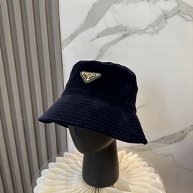 [PRADA 普拉達]爆款金标貂絨高端漁夫帽 ，歐美重工手法，曰韓潮流，時尚大氣