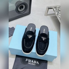 普拉達 情侶PRADA 2026最新款樂福鞋半拖鞋 火爆系列 演繹都市風尚 設
