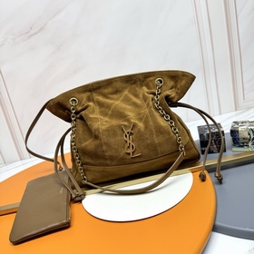 磨砂棕色，古金 YSL 新款小號Jamie 4.3 large pochon羊皮