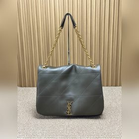 YSL最新款 JAMIE_羊皮款 柔軟皮質搭配啞光霧面金屬肩帶上搭配兩節小羊皮，