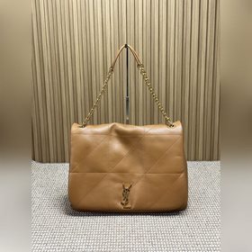 YSL最新款 JAMIE_羊皮款 柔軟皮質搭配啞光霧面金屬肩帶上搭配兩節小羊皮，