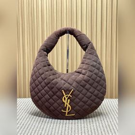 咖啡色 YSL lcarino腋下包，26秋冬系列，選用深紫菱格牛皮搭配金色YS