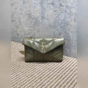 苔藓綠 聖羅蘭 louIou puffer 雙鍊條鍊條的mini雲朵包 升級版