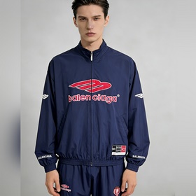 Balenciaga 春季新款短袖 巴黎世家立領套裝，純棉長袖長褲套裝，上身效果